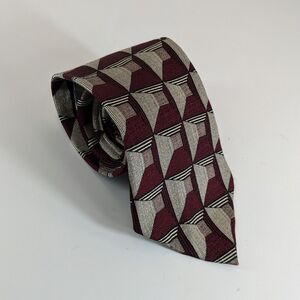 Givenchy Monsieur Men's Tie Maroon, Silver 100%‎ Silk Business Casual